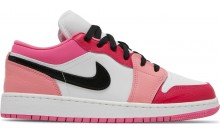 White Pink Kids Shoes Jordan 1 Low GS VV5877-314
